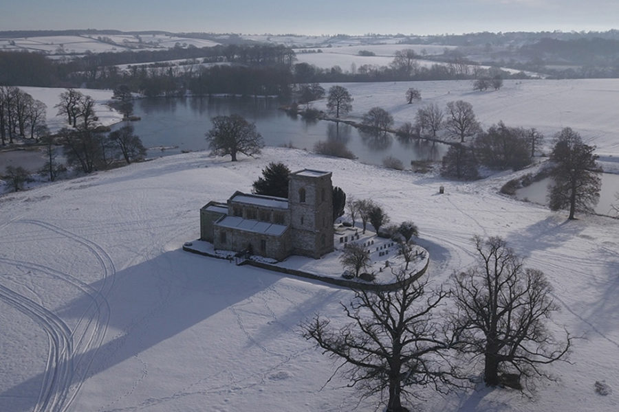 church in snow