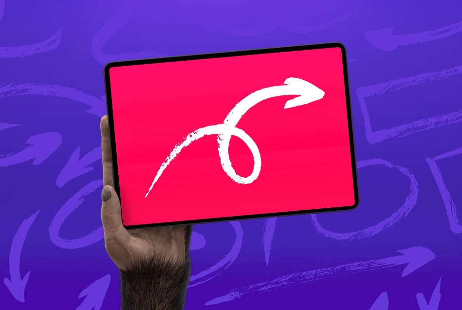 mascot holding ipad